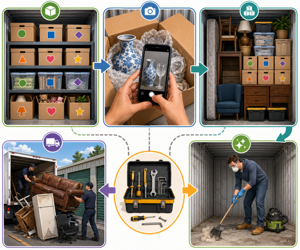 how to clean out a storage unit before moving