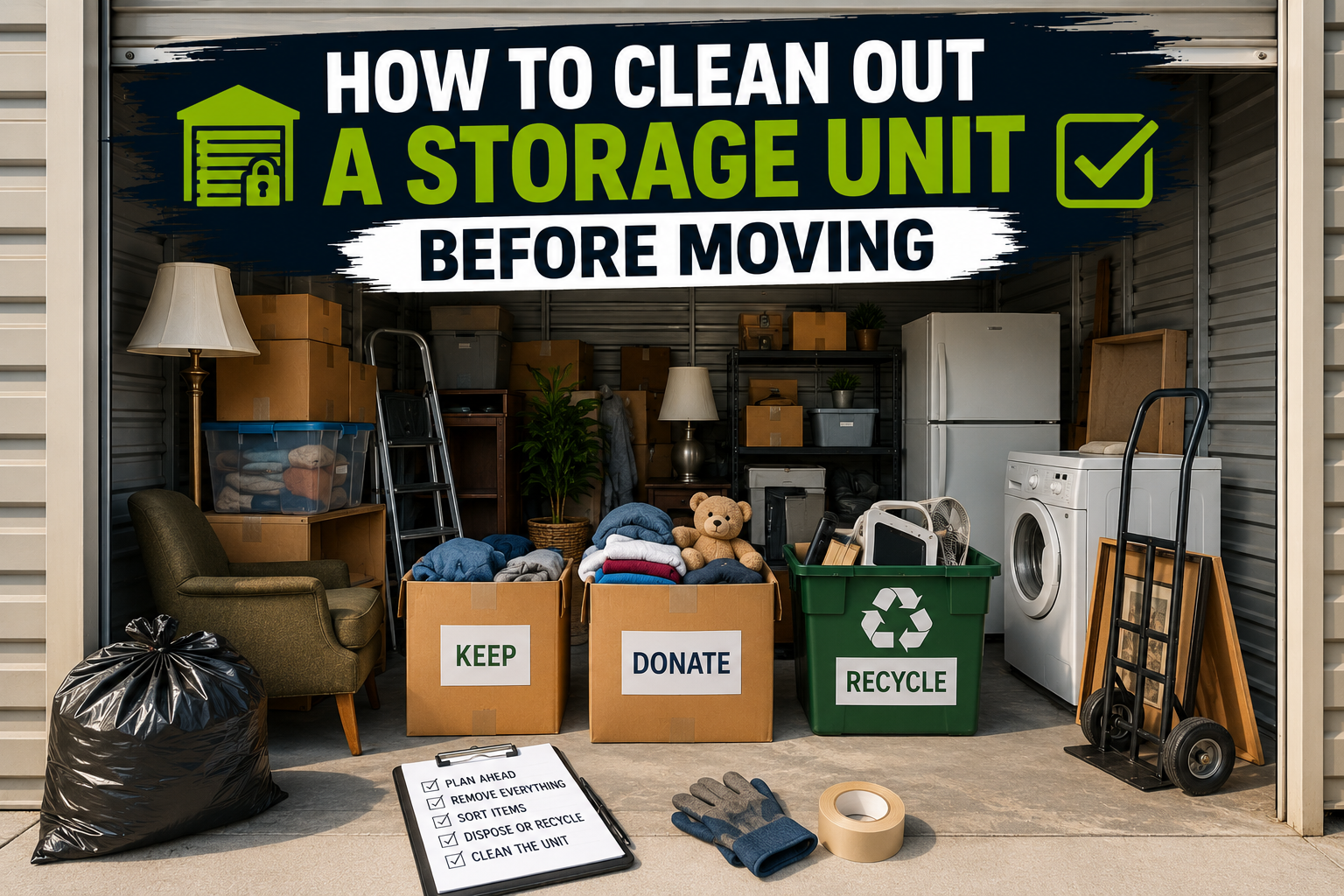 how to clean out a storage unit before moving